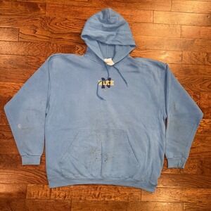 Vintage Distressed 90s Nike Center Swoosh Spell-Out Hoodie UNC Blue